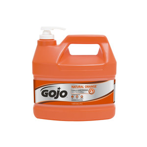 lot 17015 image: Gojo Natural Orange Pumice Hand Cleaner  Citrus Scent. APPEARS FULL but Pump Damaged. - Retail $28