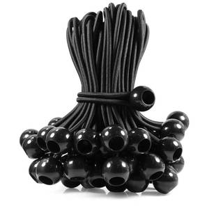 lot 16722 image: Ball Bungee Cords 9 inch Black, Real Latex Bungee Cord, Stretch to 20 inch, 50-Piece - Retail $18