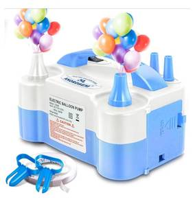 lot 16732 image: Electric Balloon Air Pump Polypropylene Plastic Case with Dual Nozzle - Quick Inflating for All Balloons at Home - Blower Machine KnotterRibbon for Parents Party DIY Decoration (ribbon not Included) - Retail $20