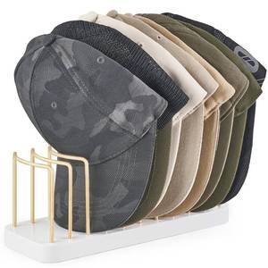 lot 16733 image: Hat Organizer for Baseball Caps, Hat Holder for 11 Baseball Caps, Tabletop Hat Rack Stand Storage Display Cap Organizer for Desk Closet Shelf Dresser White - Retail $17