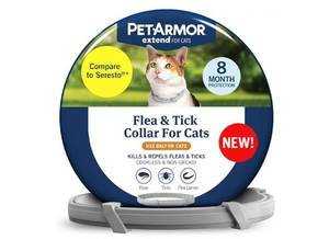 lot 16738 image: PetArmor Extend Cat Flea and Tick Treatment & Prevention Collar for Cats, 8 Months of Protection, Waterproof, Kills Fleas, Ticks, and Larvae, 1 Count - Retail $45