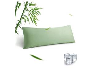 lot 16764 image: Body Pillowcase, Cooling Viscose from Bamboo Pillow Cover with Zipper Closure, Soft Moisture-Wicking for Hot Sleepers, Hair and Skin-Friendly, Green, 1 Pack - Retail $16