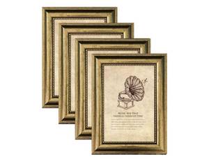 lot 16807 image: 5x7 Picture Frame with Real Glass, 4 set Ornate Vintage Picture Frames for Wall or Tabletop Display, Gold 5 x 7 Frame for Wall home best gift - Retail $15