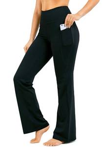 lot 16820 image: 28303234 Inseam Womens Bootcut Yoga Pants Long Bootleg High-Waisted Flare Pants with Pockets BlackFlare_28_Large Black - Retail $34