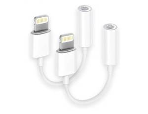 lot 16824 image: 2 Pack Lightning to 3.5 mm Headphone Jack Adapter, iPhone Aux Adapter Converter Dongle Audio Cable Compatible with iPhone 14 13 12 11 X XS 8 7 - Retail $9