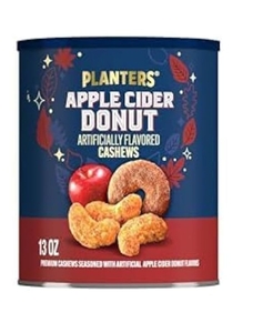 lot 16829 image: PLANTERS Apple Cider Donut Cashews 13oz, Party Snacks, Plant-Based Protein, Quick Snack for Adults, 1lb 2.25oz - Retail $23