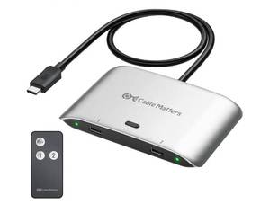 lot 16835 image: Cable Matters 20Gbps USB C KVM Switch for 2 Computers, Up to 8K30Hz on Windows, 4K60Hz on macOS, 140W PD, for Sharing a USB-CThunderbolt 4 Monitor or Dock (Not for Dock with an Attached Cable) - Retail $48