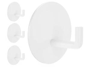 lot 16838 image: Rise age Adhesive Hooks Heavy Duty Waterproof in Shower Hooks for Hanging Loofah, Towels, Clothes for Bathroom Removable Adhesive Wall Hooks Door Hook Stainless Steel Stick on Hooks 4 Pcs (White) - Retail $10