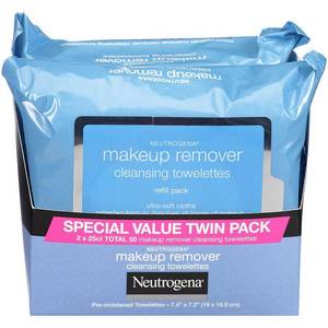 lot 16851 image: Neutrogena Makeup Remover Wipes - Ultra Soft Micellar Facial Cleansing - 50ct Paraben-Free, Sulfate-Free, Sensitive Skin - Retail $10