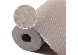 lot 16883 image: Beige Shelf Liners for Kitchen Cabinets Refrigerator Liners Waterproof & Oil-Proof Kitchen Cupboard Liner Drawer Mats EVA Material Non Adhesive Fridge Liner for Shelves 11.8 x 236.2 Inches - Retail $26