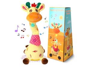 lot 16892 image: Dancing Talking Giraffe Toy, Stuffed Animal Baby Toy Repeating What You Say, Glowing Musical Giraffe Gifts for Toddlers 1-3 Years Old, for Kids (Giraffe) - Retail $24