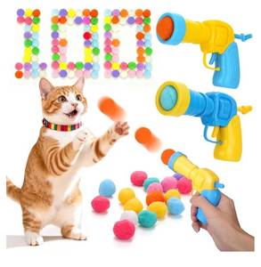 lot 16898 image: 102PCS Cat Ball Launchers & Pom Pom Balls Interactive Cat Toy Set �� Safe Soft Plush Kitten Toys for Indoor Cats, Fun Kitten Toys for Endless Active Play (Christmas) - Retail $9