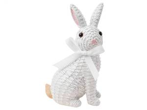 lot 16926 image: Easter Rabbit Decorative Ornament Resin Vine Weaving Effect Rabbit Sculpture Easter Party Decoration Easter Gift (8.1in White Seat) - Retail $16