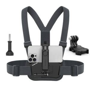 lot 16927 image: Phone Chest Mount Harness Holder Mobile Phone Strap Clip Compatible with iPhone Samsung GoPro 1312111098 DJI Osmo and Most Cell Phones Action Cameras POVVLOG - Retail $24