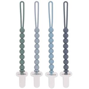 lot 16939 image: 4-Pack Silicone Pacifier Clips with One-Piece Beads for Baby Boys and Girls - Flexible and Rust-Free Holders for Teething Relief and Baby Essentials, Safe for Newborns (Grey) - Retail $7