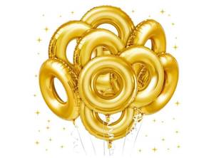 lot 16944 image: 6 Pack 28 Gold Ring Birthday Party Balloon Cartoon Characters Themed Party Decor Foil Large Balloons for Birthday Cartoon Carnival Theme Decorations - Retail $9