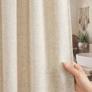 lot 16945 image: Seasonwood Linen Shower Curtain Neutral Vintage Farmhouse Linen Shower Curtains for Bathroom Boho Bathroom Decor with 12 Sturdy Stainless Steel Sliding Hangers(Beige,72x72 Inches) - Retail $16
