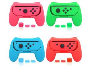 lot 16961 image: 4 Pack Grips Kit Compatible with Nintendo Switch for Joy Con, Wear-Resistant Grip Controller for Joy con & OLED Model with 12 Thumb Grip - Retail $25