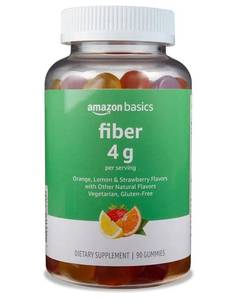 lot 16964 image: Amazon Basics Soft Fiber Gummies for Digestive Health and Regularity, Orange, Lemon & Strawberry Flavors, 90 Count, Pack of 1 (Previously Solimo) - Retail $11