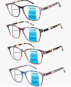 lot 16975 image: 4 Pack Progressive Multifocus Reading Glasses Blue Light Blocking Multifocal Readers for Women - Retail $18