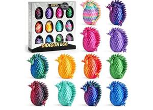 lot 16980 image: 12PACK 3D Printed Dragon Eggs, Easter Basket Stuffers for Children and Teens, Unique Easter Toys & Gifts for Boys, Mini Articulated Dragon Toys for Kids - Retail $16