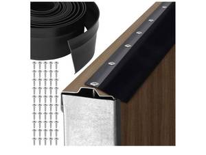 lot 16988 image: 36 ft Garage Door Top and Side Seal PVC with 50 Screws Garage Door Seals Weatherproofing Seal Strip Insulation Universal Sealing Professional(Black) - Retail $38