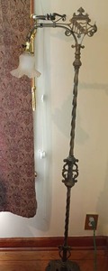 lot 907 image: 61in. tall Brass Floor Lamp.  Has great features