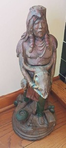 Native American Chief Carved Figure.  23in tall