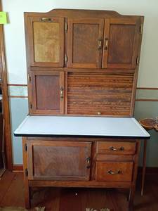 Hoosier Style Kitchen Cabinet with Enamel Work Surface. Lots of storage.  67 x 40 x 26
