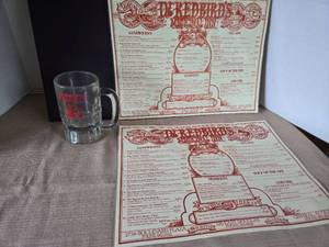 lot 1018 image: Collectible Shakeys Pizza Parlor Glass Mug and Dr. Redbirds Restaurant Menu Collection