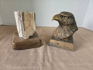 lot 1029 image: Eagle Head and Stone on Wood Bases