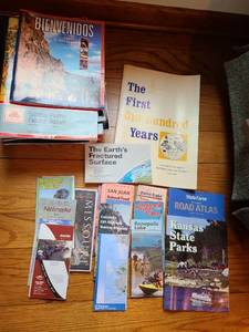 lot 1050 image: Road atlas collection, Kansas lake maps and others, The First 100 Years by the Wichita Eagle and Beacon