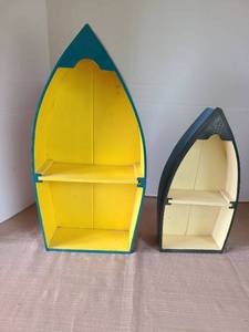 lot 1052 image: Painted wooden boat shelves, taller is 17in.