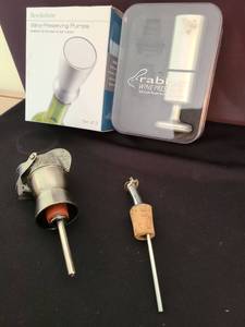lot 1112 image: Brookstone and Rabbit Wine Preservation Pumps Set, Medieval Knight Helmet Wine Bottle and Pourer