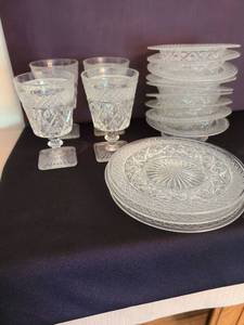 lot 1116 image: Cut Crystal Glass Plates, Bowls, Stemmed Glasses, 16 pc.