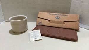 lot 1425 image: Longaberger Bread Basket Brick and Crock