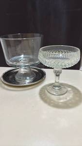 lot 1440 image: Crystal Compote Bowl with Silver Plate and Candy Dish