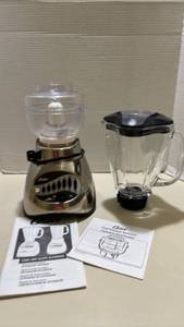 lot 1441 image: Oster Chrome Blender with Glass Pitcher and Food Processor Attachment