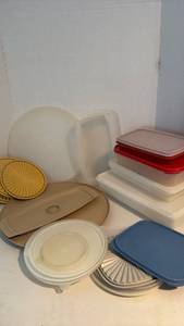 lot 1500 image: Tupperware Food Storage Container Set with Lids along with extra lids