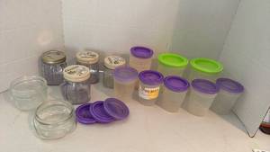 lot 1526 image: Mixed Glass Jar and Plastic Storage Container Set