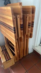 lot 1583 image: Set of folding TV trays and matching  ice box