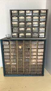 lot 4000 image: Industrial Metal Parts Cabinet with Multiple Drawers largest is 15x16 inches&nbsp