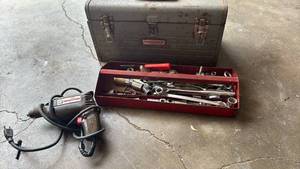 lot 4025 image: Craftsman Tool Box with Socket Set and Millers Falls Electric Drill