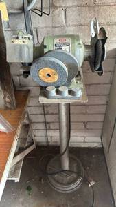 lot 4029 image: TK Electric Bench Grinder with Stand and Grinding Wheels and more