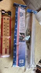 lot 4152 image: Two USA Flag Sets and Jumbo Thermometer