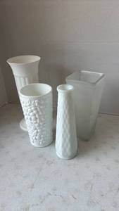 lot 4248 image: Milk Glass and other Vases