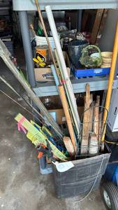 lot 4254 image: Mixed Lot of Wooden Handled Garden Tools and Rope