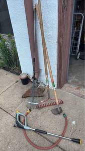 lot 4301 image: Rakes, How and Hose with Wash Jet Power Wand