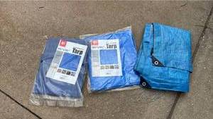 lot 4408 image: Three Tarps . Two are new 5ft x 7ft