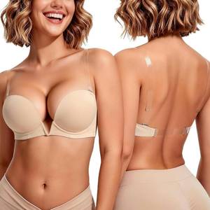 lot 549 image: YANDW Low Back Bra with Clear Straps, Deep V Plunge, Underwire 40C